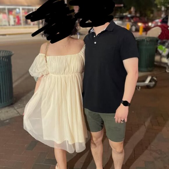 Elena Champagne Puff Sleeve Mini Dress - Picture 6 of 6